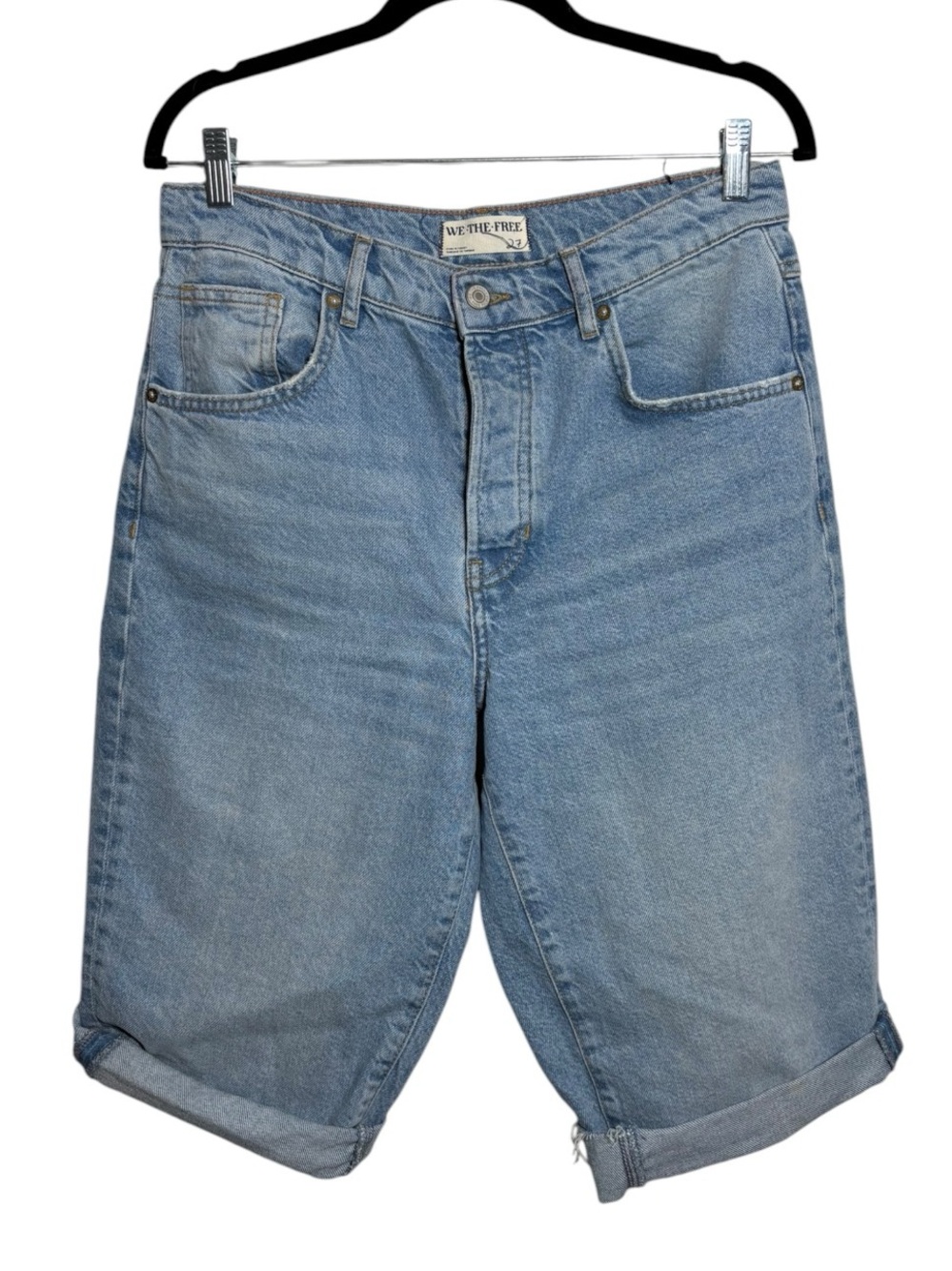 We The Free People Boyfriend Size 27 Denim Bermuda Jean Shorts Button Fly